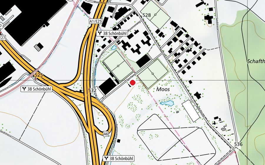Map showing the location of Platzgerklub Schönbühl (Sports field)