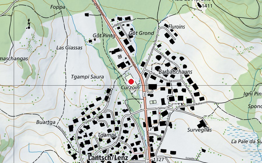 Mappa con la posizione di Plazza da ballape e sglatsch (Campo sportivo)