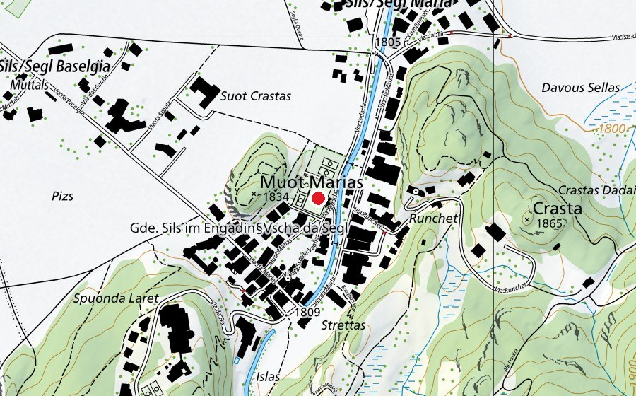 Mappa con la posizione di Plazzet (Campo sportivo)