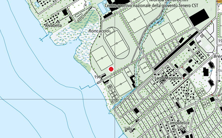 Map showing the location of Polivalente Madone (Sports field)