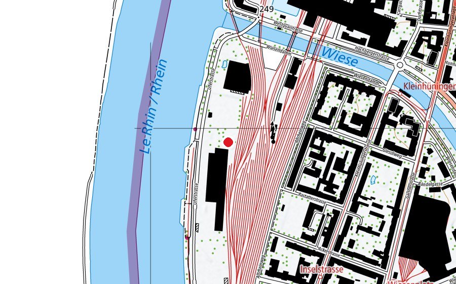 Map showing the location of Port Land Skatepark (Sports field)