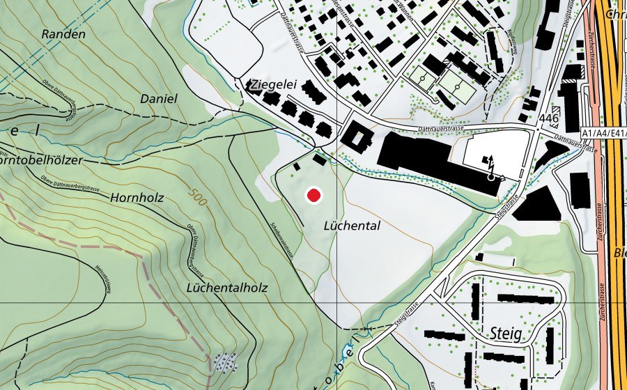 Karte mit dem Standort von Powerbike Winterthur (Sportplatz)