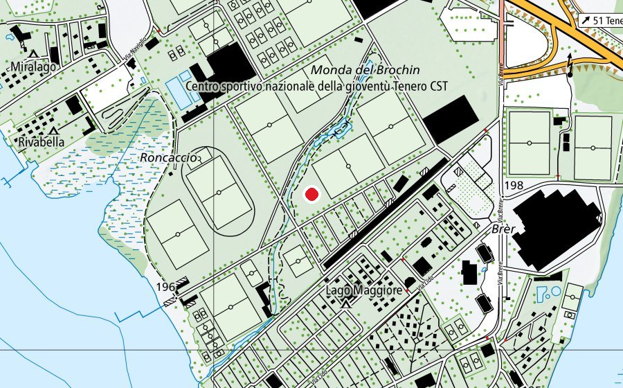 Map showing the location of Prato Brere 3 (Sports field)