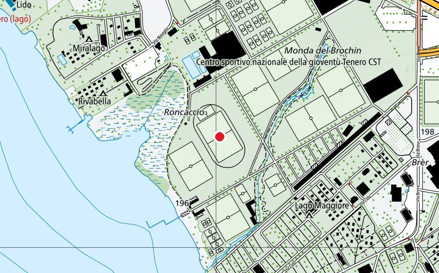 Karte mit dem Standort von Prato Ticino (Sportplatz)