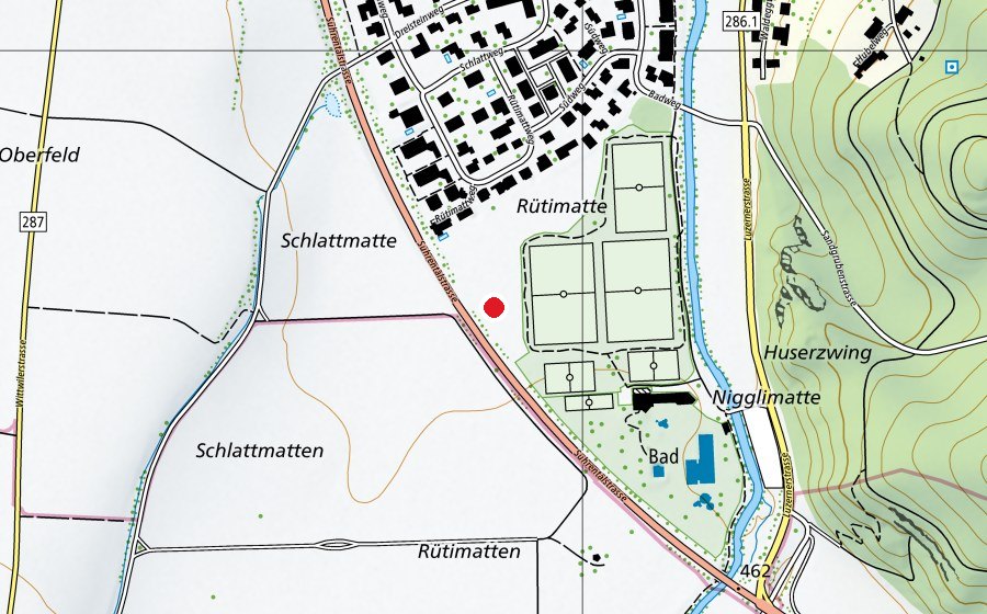 Karte mit dem Standort von Pumptrack 5040 (Sportplatz)