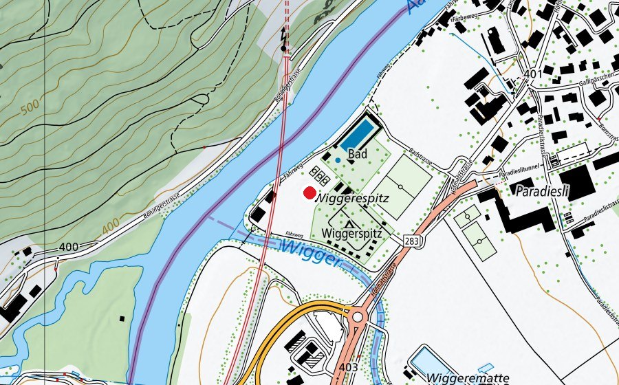 Map showing the location of Pumptrack (Sports field)