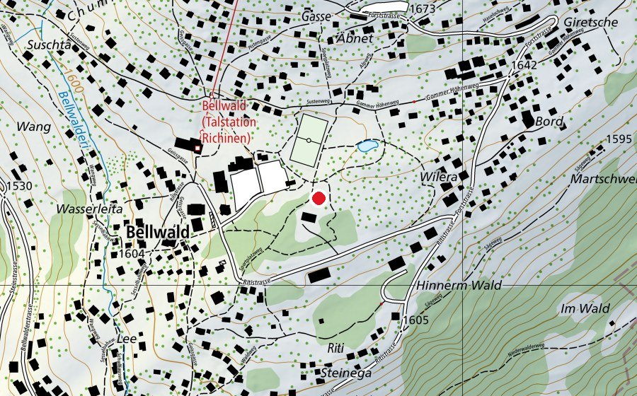Carte indiquant l’emplacement de Pumptrack Bellwald (Terrain de sport)