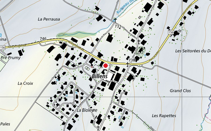 Mappa con la posizione di Pumptrack Billens (Campo sportivo)