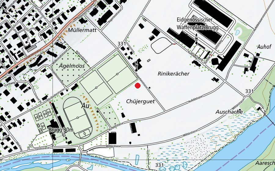 Karte mit dem Standort von Pumptrack Brugg Wasserschloss (Sportplatz)