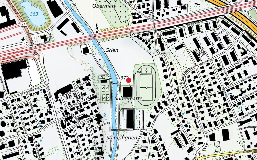 Karte mit dem Standort von Pumptrack Buchs (Sportplatz)
