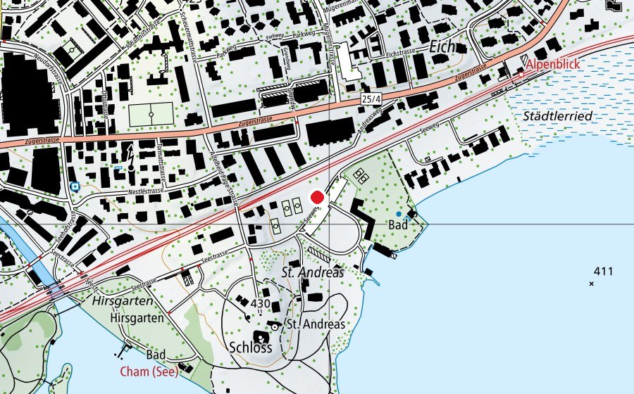 Mappa con la posizione di Pumptrack Cham (Campo sportivo)