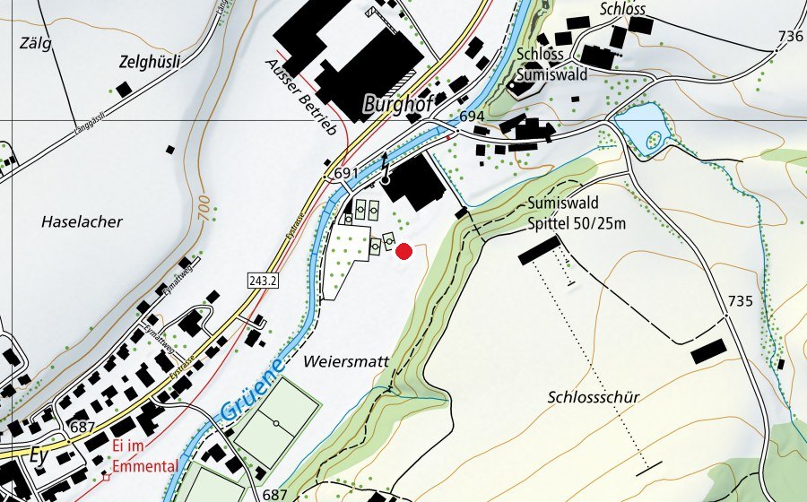 Mappa con la posizione di Pumptrack Forum Sumiswald (Campo sportivo)