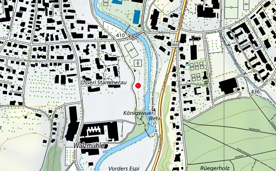 Mappa con la posizione di Pumptrack Frauenfeld (Campo sportivo)