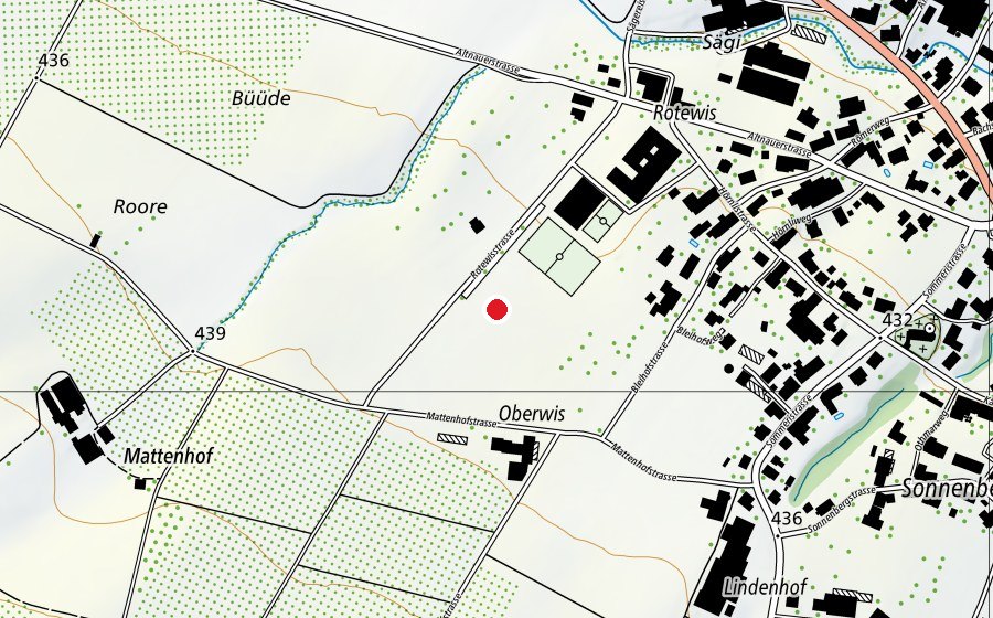 Mappa con la posizione di Pumptrack Güttingen (Campo sportivo)