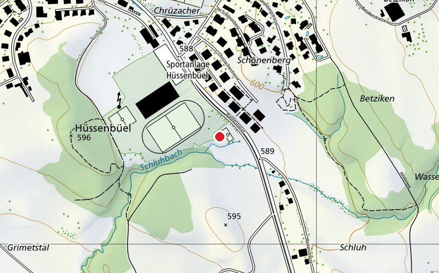 Karte mit dem Standort von Pumptrack Hinwil (Sportplatz)