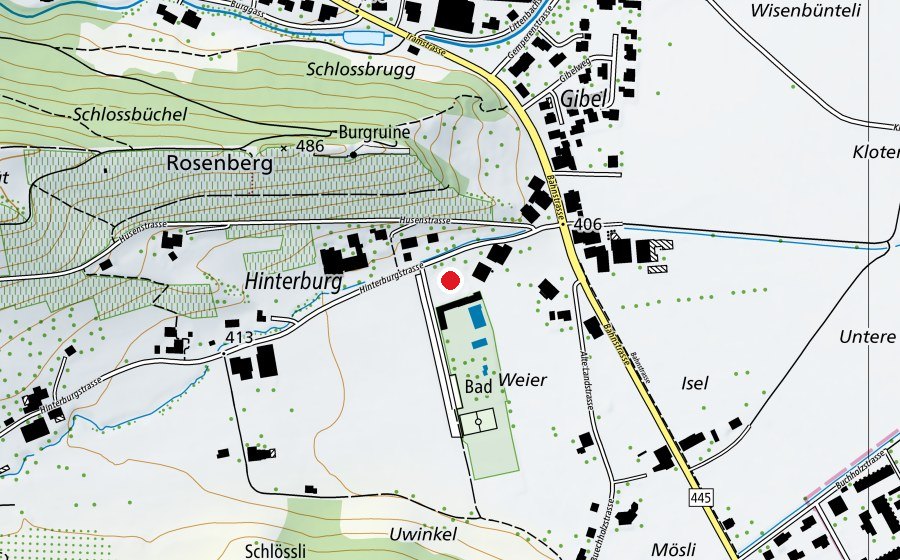Map showing the location of Pumptrack Mittelrheintal (Sports field)