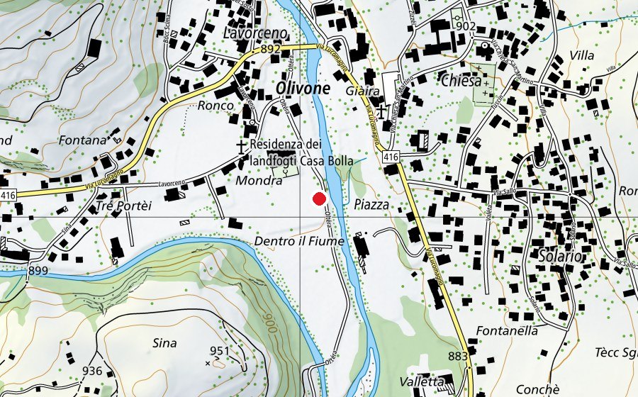 Carte indiquant l’emplacement de Pumptrack Olivone (Terrain de sport)