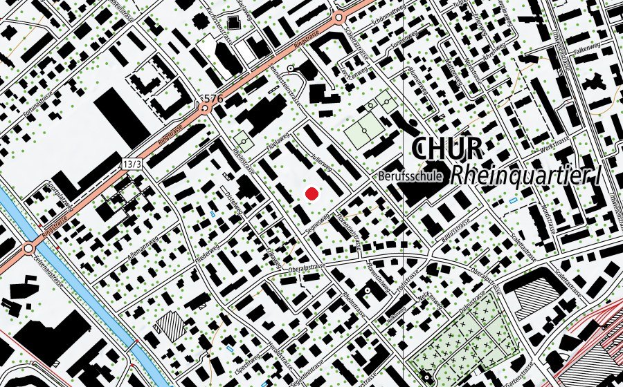 Map showing the location of Pumptrack Segnes Chur (Sports field)