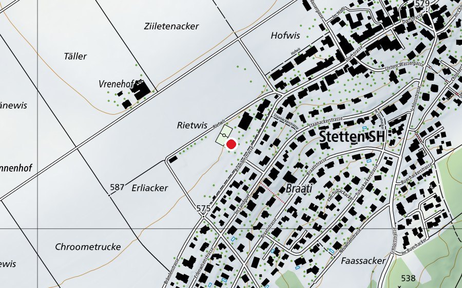 Karte mit dem Standort von Pumptrack Stetten (Sportplatz)