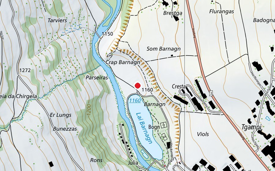Carte indiquant l’emplacement de Pumptrack Surses Savognin (Terrain de sport)