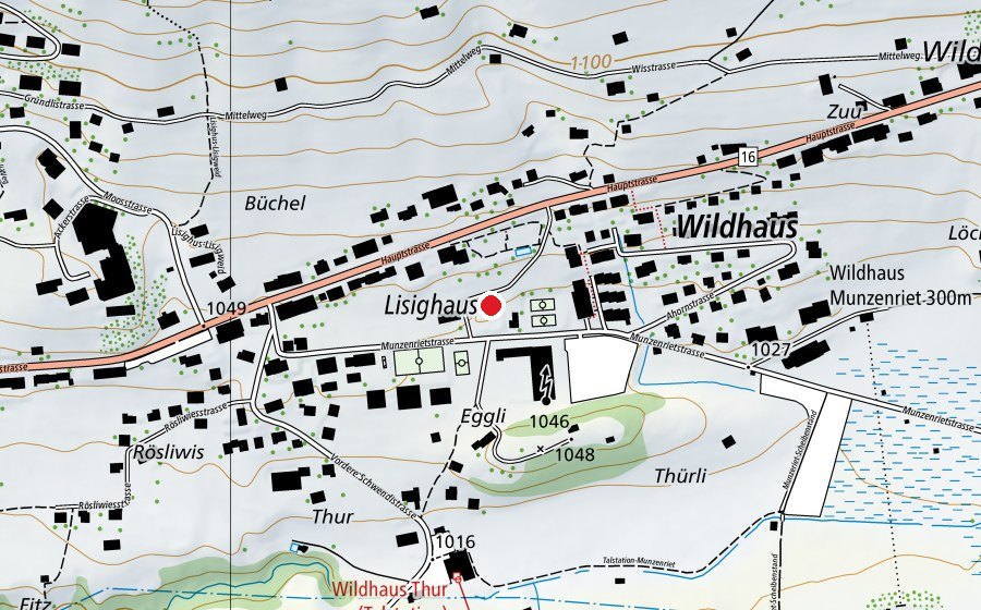 Karte mit dem Standort von Pumptrack Toggenburg (Sportplatz)