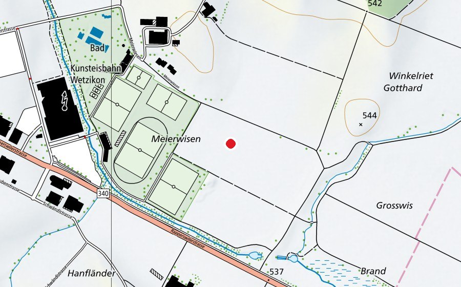 Mappa con la posizione di Pumptrack Wetzikon (Campo sportivo)