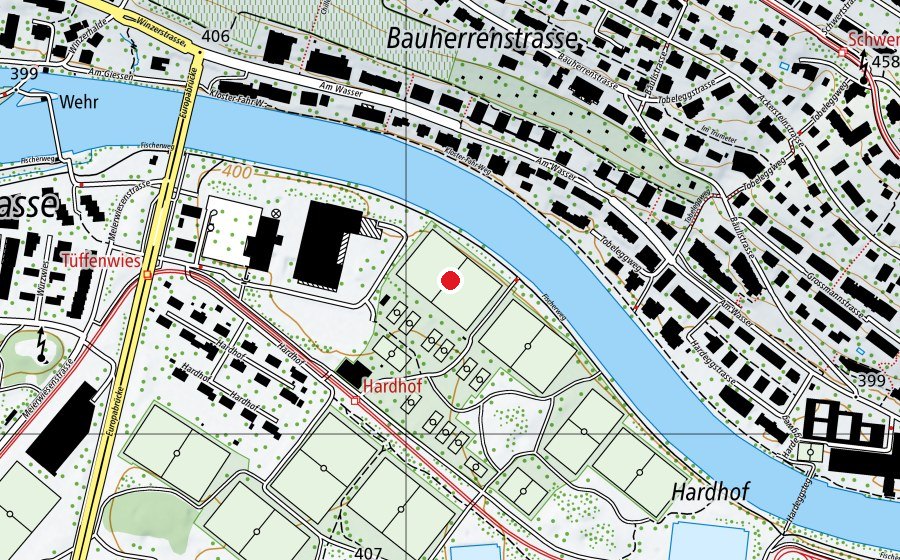Map showing the location of R1 (Sports field)