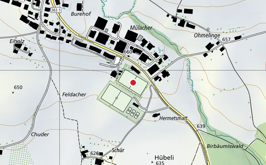Karte mit dem Standort von Raiffeisen Arena Bogenhüsli (Sportplatz)