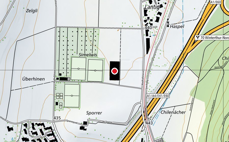 Karte mit dem Standort von Raiffeisen Pferdesport-Arena (Sportplatz)