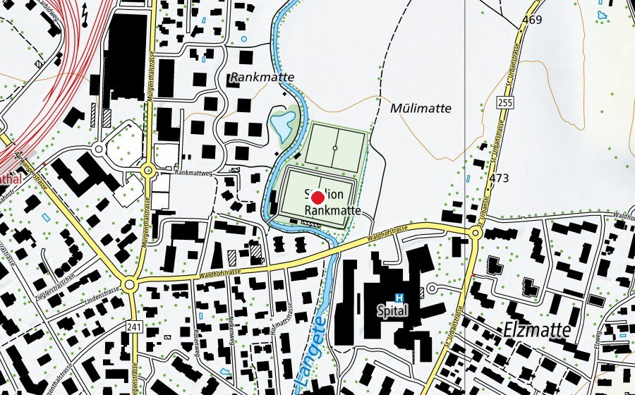 Mappa con la posizione di Rankmatte (Campo sportivo)