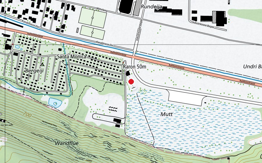 Karte mit dem Standort von Raron 50m (Sportplatz)
