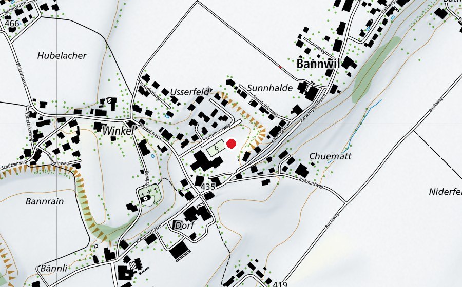 Karte mit dem Standort von Rasen MZH Bannwil (Sportplatz)