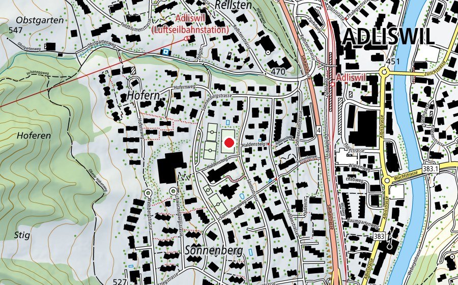 Mappa con la posizione di Rasenfeld (Campo sportivo)