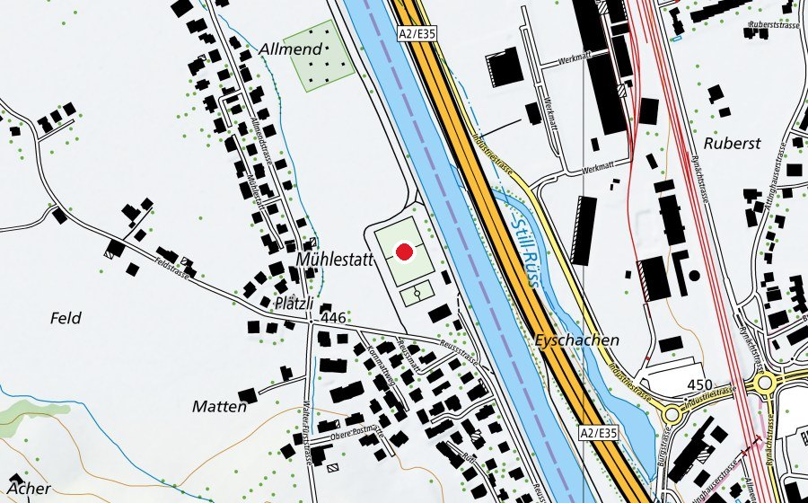 Map showing the location of Rasenfeld (Sports field)