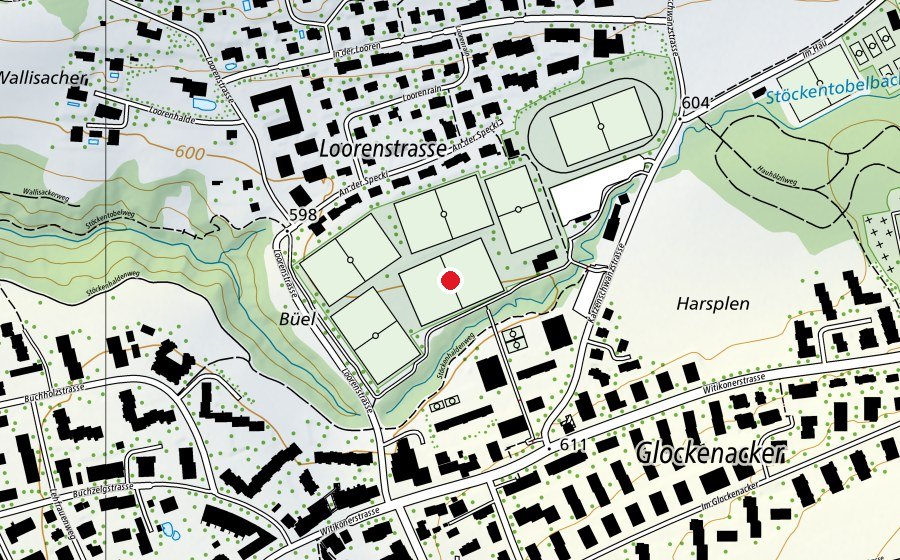 Mappa con la posizione di Rasenplatz 1 (Campo sportivo)