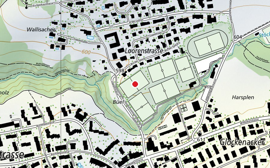 Mappa con la posizione di Rasenplatz 3 (Campo sportivo)