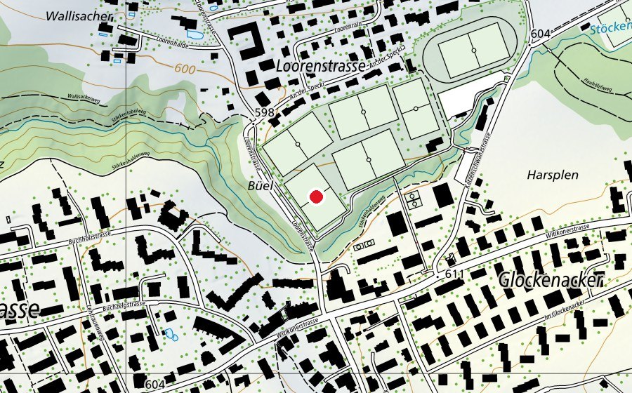 Mappa con la posizione di Rasenplatz 4 (Campo sportivo)