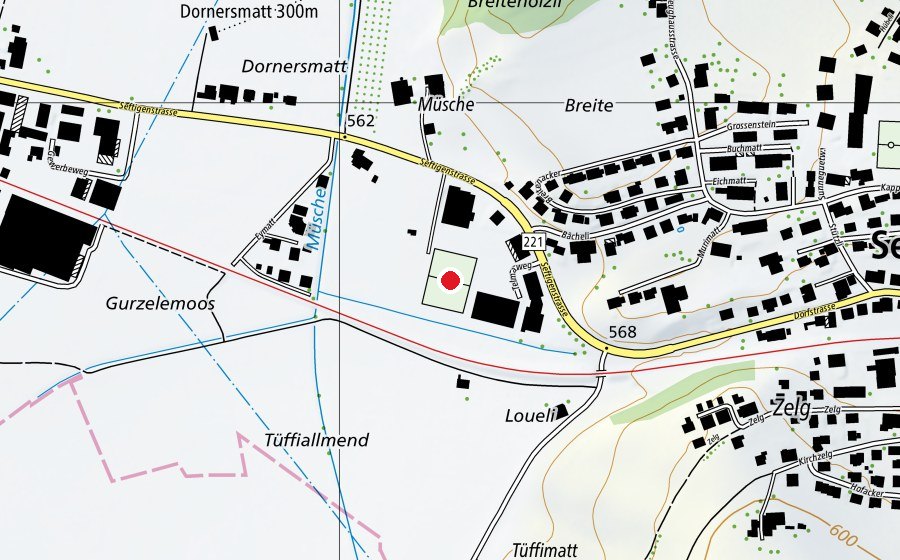 Map showing the location of Rasenplatz Raiffeisen Arena (Sports field)
