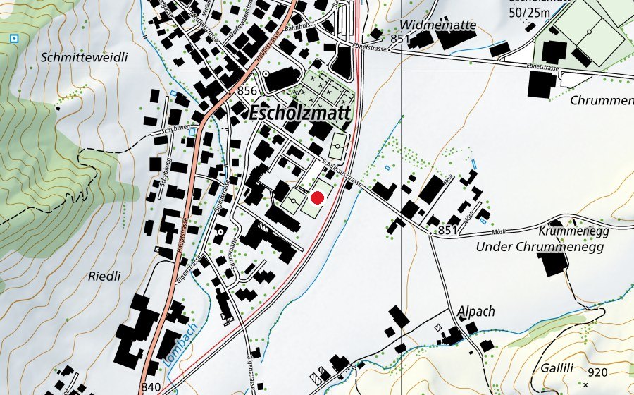Mappa con la posizione di Rasenplatz Windbühlmatte (Campo sportivo)
