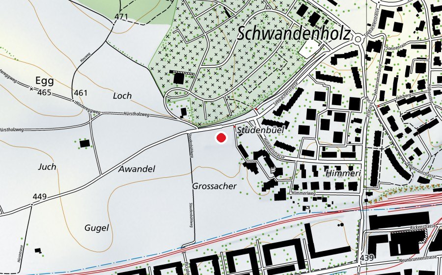 Karte mit dem Standort von Rasensportplatz (Sportplatz)