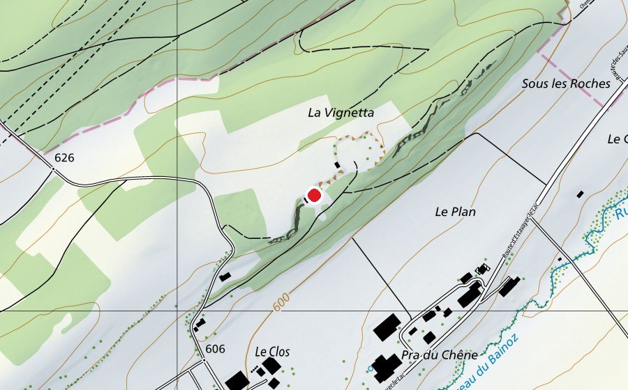 Carte indiquant l’emplacement de Refuge de la Vounaise (Terrain de sport)