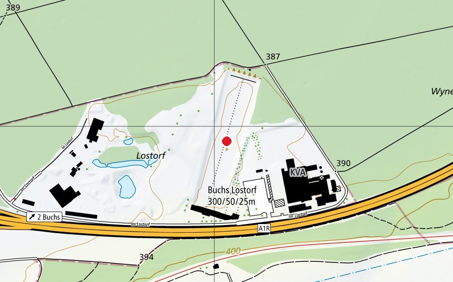 Map showing the location of Regionale Schiessanlage Buchs (Sports field)