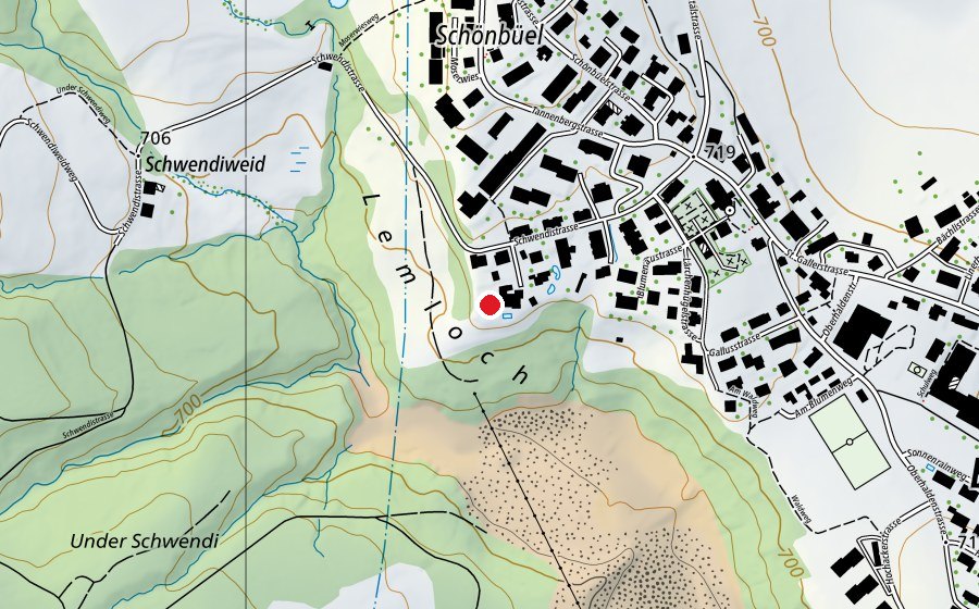 Mappa con la posizione di Reitplatz (Campo sportivo)