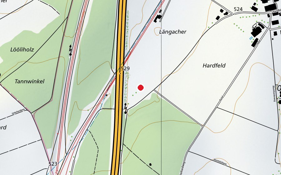 Karte mit dem Standort von Reitplatz (Sportplatz)