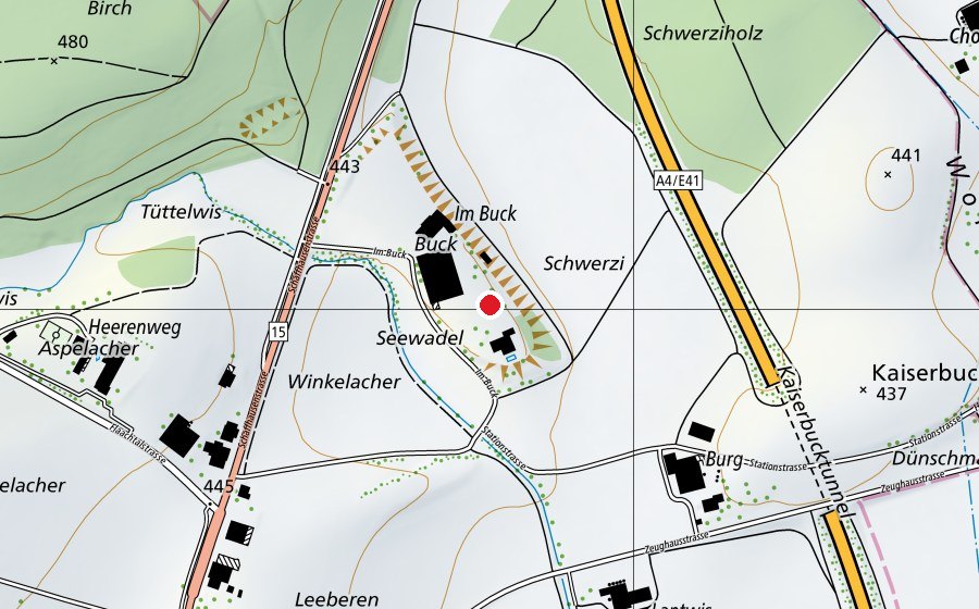 Carte indiquant l’emplacement de Reitplatz im Buck (Terrain de sport)
