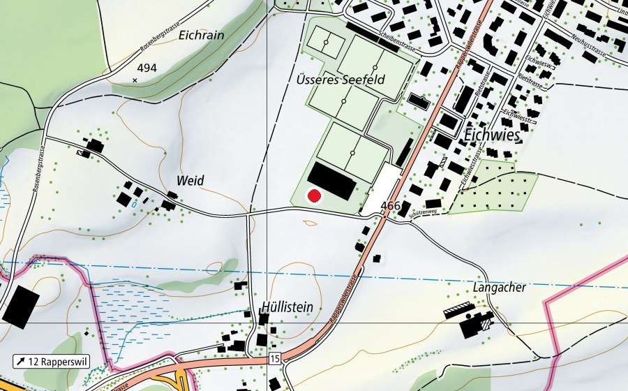 Mappa con la posizione di Reitplatz RVZO (Campo sportivo)