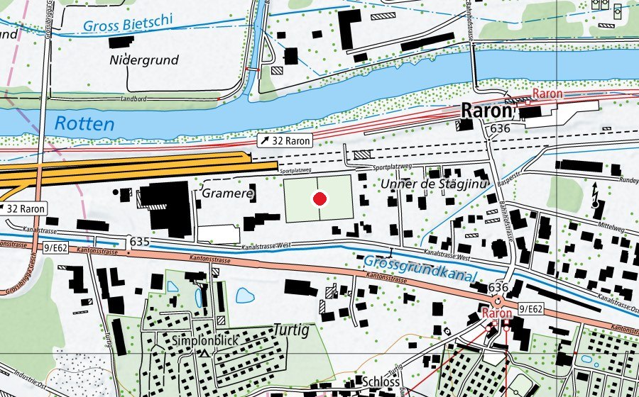 Mappa con la posizione di Rhoneglut (Campo sportivo)