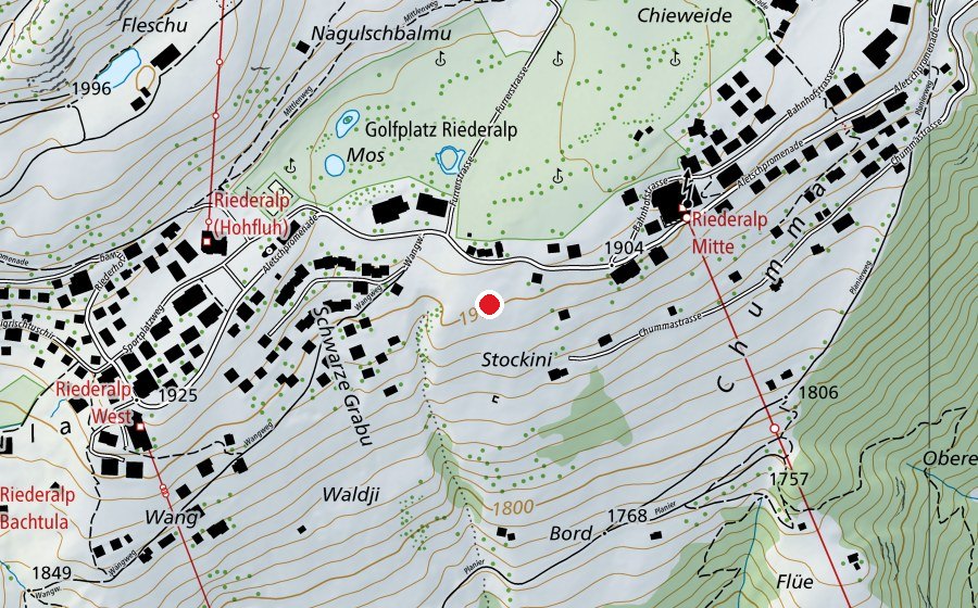 Carte indiquant l’emplacement de Riederalp East (Terrain de sport)