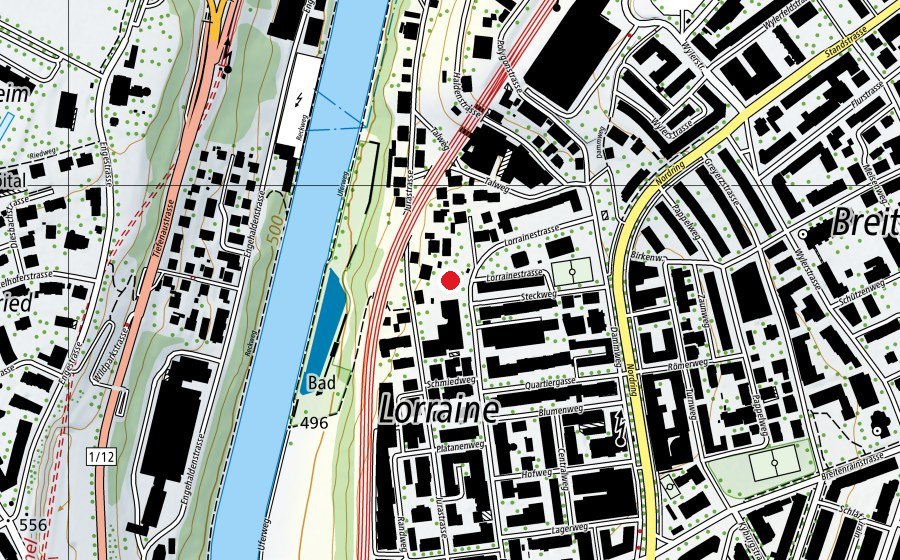 Mappa con la posizione di Rollpark Lorraine (Campo sportivo)