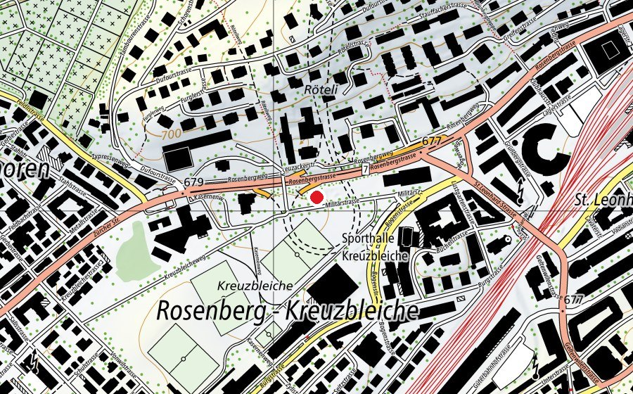 Karte mit dem Standort von Rollpark (Sportplatz)